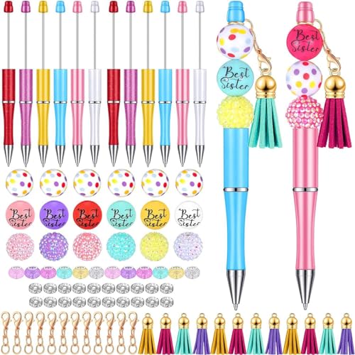 Mirweon 86-teiliges Perlen-Kugelschreiber-Set mit Perlenhaken und bunten Quasten für Kinder und Erwachsene Mirweon 86-teiliges Perlen-Kugelschreiber-Set mit Perlenhaken und bunten Quasten für Kinder und Erwachsene von Mirweon