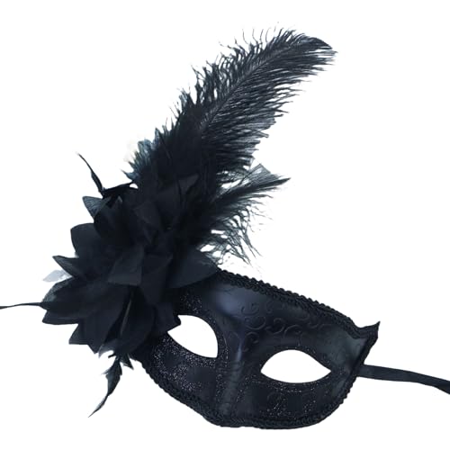 Mirweon Blumendekoration, Maskerade, halbes Gesicht, Halloween-Party, gefiederte Maskerade, Augenbekleidung für Frauen, Cosplay von Mirweon