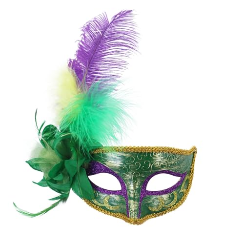 Mirweon Blumendekoration, Maskerade, halbes Gesicht, Halloween-Party, gefiederte Maskerade, Augenbekleidung für Frauen, Cosplay von Mirweon