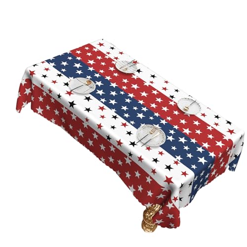 Mirweon Patriotische Unabhängigkeitstag-Tischdecke mit Flaggen, Tischdecke für Feiertage, Partys, Picknicks, Küche, Esstischabdeckung von Mirweon