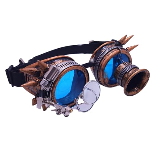 Mirweon Punk Cyber Gotik Cosplay Sonnenbrille Vintage Sterevunk Brille Halloween Gesicht mit Gummiband Geschenke von Mirweon