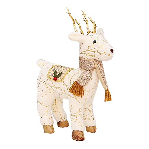 Mirweon Rentier Desktop Decor Plüsch Weiche Puppe Küche Wohnzimmer Desktop Puppe Lovely Rentier mit Schal Plüschpuppe von Mirweon