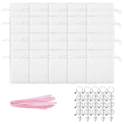 Mirweon Set mit 60 Engel-Anhänger-Schlüsselanhängern mit besonderen Geschenken, Aufbewahrungstaschen, geeignet für verschiedene Anlässe, stilvolle Outfits von Mirweon