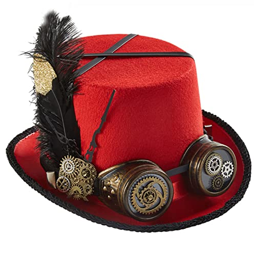 Mirweon Steampunk-Hut, Steampunk-Hut, für Herren, mit Brille, Steampunk-Zeithut, Steampunk-Zubehör, Halloween-Party Mirweon Steampunk-Hut, Steampunk-Hut, für Herren, mit Brille, Steampunk-Zeithut, Steampunk-Zubehör, Halloween-Party von Mirweon