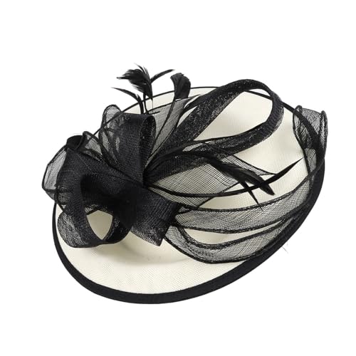 Zarter Derby-Kopfschmuck aus Netzstoff mit abnehmbarem Stirnband, gefiedert und Clip-Design, Haarschmuck für Teepartys, Brautveranstaltungen, Clip-On-Fascinator mit Stirnbändern von Mirweon