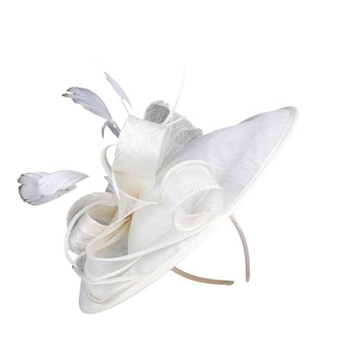 Zarter Derby-Kopfschmuck aus Netzstoff mit abnehmbarem Stirnband, gefiedert und Clip-Design, Haarschmuck für Teepartys, Brautveranstaltungen, Clip-On-Fascinator mit Stirnbändern von Mirweon