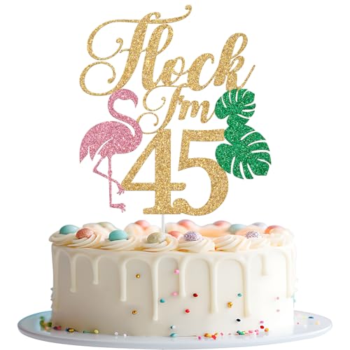 Flock I'm 45 Cake Topper Hawaiian 45th Birthday Decorations Aloha 45 Summer Tropical 45th Birthday Party Decorations Gold Glitter von Mis Quince