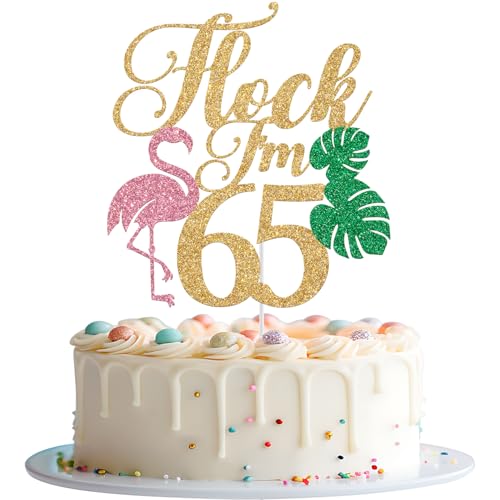 Flock I'm 65 Cake Topper Hawaiian 65th Birthday Decorations Aloha 65 Summer Tropical 65th Birthday Party Decorations Gold Glitter von Mis Quince