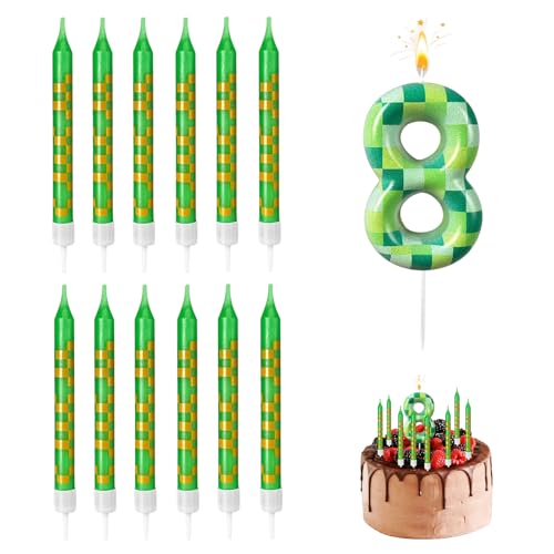 MisFun 13 Stück Pixel Kerzen Geburtstagskerzen 3D Tortendeko Junge Geburtstagskerze Zahlen 8 Grün Pixel Kerzen Geburtstag Cartoon Gaming Themen Torteparty Deko für Mädchen Jungen Kinder Deko MisFun 13 Stück Pixel Kerzen Geburtstagskerzen 3D Tortendeko Junge Geburtstagskerze Zahlen 8 Grün Pixel Kerzen Geburtstag Cartoon Gaming Themen Torteparty Deko für Mädchen Jungen Kinder Deko von MisFun