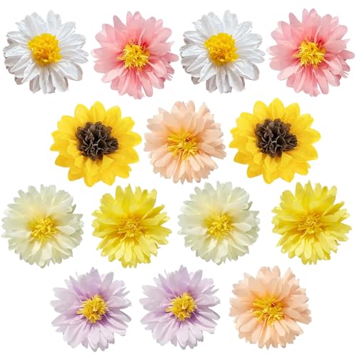 MisFun 14 Stück Pompons Deko, Papierblumen Dekoration Deko Party, Pastell Gänseblümchen Dekos, Papierblumen zum Aufhängen, Hochzeitsdekoration, für Hochzeit Babyparty Geburtstagsdeko Mädchen von MisFun