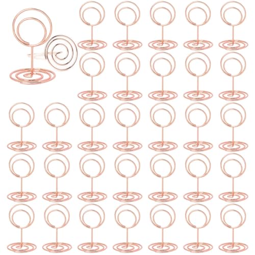 MisFun 30 Stück Tischkartenhalter, Fotohalter, Fotohalter mit Klammern, Memohalter, Tischkarten Halterung, Tischnummernhalter für Hochzeiten, für Hochzeiten, Jubiläen, Partys (Runden Roségold) von MisFun