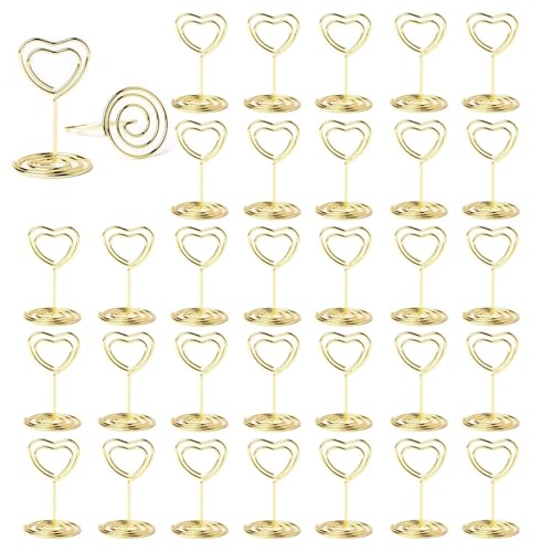 MisFun 30 Stück Tischkartenhalter, Fotohalter, Fotohalter mit Klammern, Memohalter, Tischkarten Halterung, Tischnummernhalter für Hochzeiten, für Hochzeiten, Jubiläen, Partys (Herzförmig) von MisFun