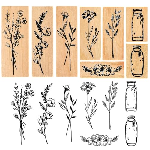 MisFun 8 Stücke Stempel Blumen, Holzstempel, Holzblumen und Pflanzen Setzen Stempel, Prägestempel, Klein Stempelset Holz, für Kartenbasteln Scrapbooking Bullet Journal Geschenkverpackung MisFun 8 Stücke Stempel Blumen, Holzstempel, Holzblumen und Pflanzen Setzen Stempel, Prägestempel, Klein Stempelset Holz, für Kartenbasteln Scrapbooking Bullet Journal Geschenkverpackung von MisFun