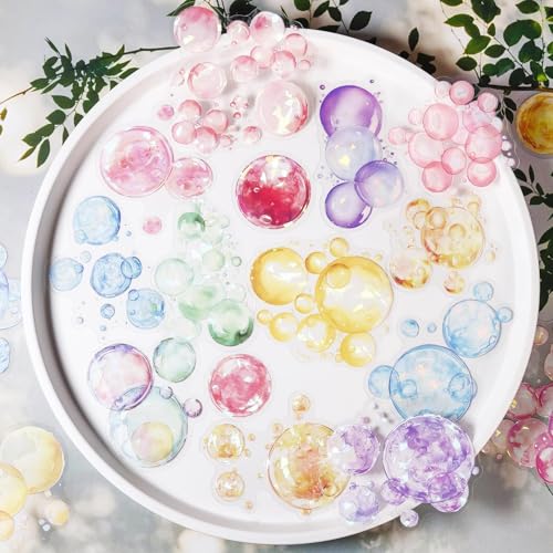 Bubble Sticker for Scrapbooking, 60 Pcs Colorful Scrapbook Zubehör Stickers Set for Junk Journaling, Bullet Journal, Photo Albums, Painting, Planners, Mobile Phones (Bubble Adventure) von MisKepaa