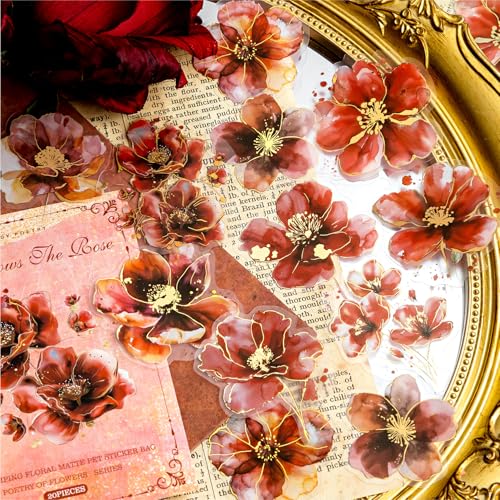 Scrapbook Stickers Set,120PCS Blumen Sticker Scrapbooking Zubehör,Garten Scrapbook Stickers Aesthetic in PET,Scrapbooking Aufkleber for Notebook,Bullet Journal,Fotoalbum,(Full-Blown Flowers) von MisKepaa