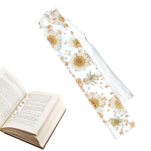 Misaakoeq Getrocknete -Lesezeichen - Transparentes Gänseblümchen-Trocken-Epoxidharz-Lesezeichen,Schöne Geschenke für Bastelbuch-Liebhaber mit muster zur Steigerung des Leseinteresses Misaakoeq Getrocknete -Lesezeichen - Transparentes Gänseblümchen-Trocken-Epoxidharz-Lesezeichen,Schöne Geschenke für Bastelbuch-Liebhaber mit muster zur Steigerung des Leseinteresses von Misaakoeq