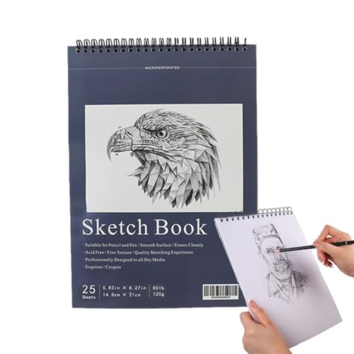 Misaakoeq Zeichen- und Skizzenbuch, Künstler-Zeichenbuch - Spiralgebundenes Skizzenblockbuch | Verdicktes Zeichenpapier, multifunktionales professionelles Malblockzubehör für Kinder, Kunststudenten, von Misaakoeq