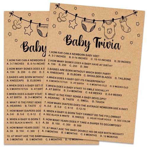 Misaidou Babyparty-Spiel, Baby-Trivia-Spielkarten, Babyparty-Partyspiele Zubehör und Aktivitäten, Party-Aktivitäten, Ideen, Babyparty-Ideen, 30 Spielkarten enthalten, Kraftpapier von Misaidou