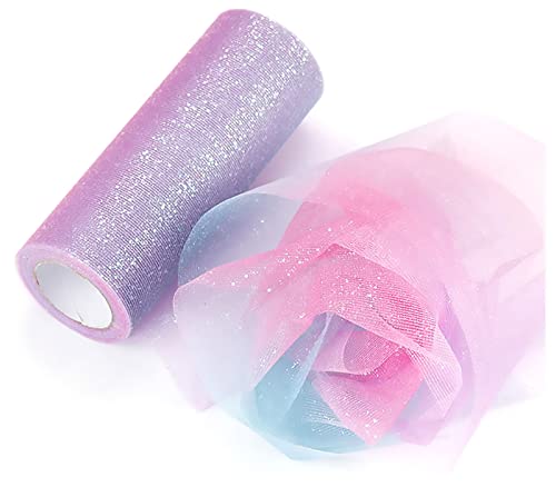 Misazy Tüllrolle Stoffband,Regenbogen Glitzer Tüll Rolle, 15 cm x 9,1 m, Regenbogen Tüllrolle Glitzer Tüll Stoffspule für Geschenkverpackung, Stuhl, Schleife, DIY, Nähen, Dekoration (Rot Blau Lila) Misazy Tüllrolle Stoffband,Regenbogen Glitzer Tüll Rolle, 15 cm x 9,1 m, Regenbogen Tüllrolle Glitzer Tüll Stoffspule für Geschenkverpackung, Stuhl, Schleife, DIY, Nähen, Dekoration (Rot Blau Lila) von Misazy