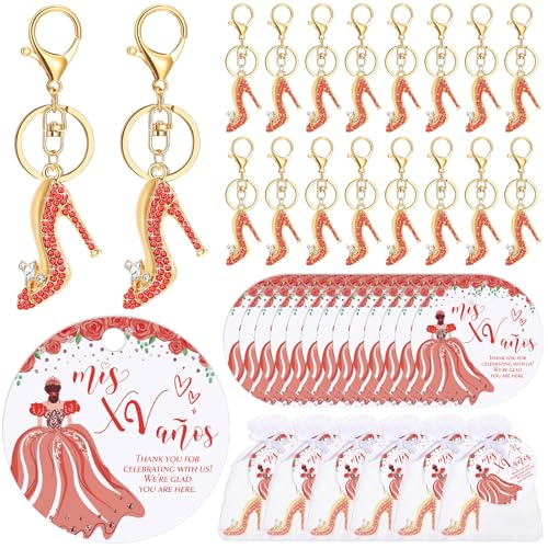 Misdary Quinceanera Partygeschenke für Gäste, High-Heel-Schuh-Schlüsselanhänger, Dankeskarten, kleine Quinceanera-Karten mit Organza-Beuteln für Gäste zum 15. Geburtstag, Partygeschenke Misdary Quinceanera Partygeschenke für Gäste, High-Heel-Schuh-Schlüsselanhänger, Dankeskarten, kleine Quinceanera-Karten mit Organza-Beuteln für Gäste zum 15. Geburtstag, Partygeschenke von Misdary