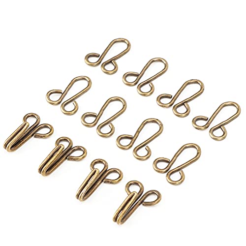 Miskall Kragenhaken aus Eisen, pelzbedeckter Haken und Ösenverschlüsse, Nähzubehör-Set für BH, Überzieher, Unterwäsche(Bronze) von Miskall
