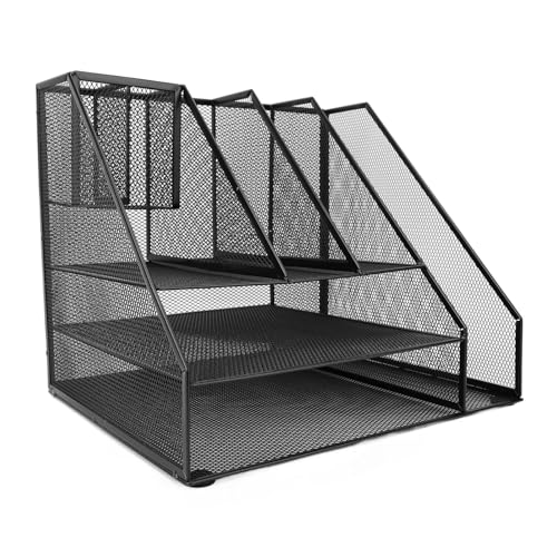 Office Desk Organizer, Buchstabe Tablett mit Schubladen und 2 Stifthalter, schwarzes Eisennetz 3 -Tier -Papierbrief, Desktop -Dokumentregal -Lagerorganisation Organisation Office Office Desk Organizer, Buchstabe Tablett mit Schubladen und 2 Stifthalter, schwarzes Eisennetz 3 -Tier -Papierbrief, Desktop -Dokumentregal -Lagerorganisation Organisation Office von Miskall
