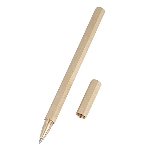 Sechseckiger Stift, Messingstift, Handgemachter Sechseckiger Anti-Roll-Stift aus Messing, Prismatischer Anti-Rutsch-Kugelschreiber, Geschenkstift Mit Stifttasche von Miskall