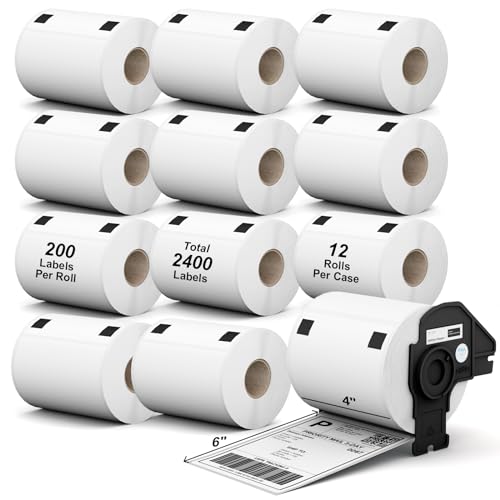 Misofuki Thermo-Etiketten, 10,2 x 15,2 cm, Ersatz für Brother DK-1241, verwendet mit Misofuki QL-1100, QL-1050, QL-1050N, QL-1060N, Etikettendrucker, 12 Rollen, 102 x 152 mm, gestanztes weißes Etikett Misofuki Thermo-Etiketten, 10,2 x 15,2 cm, Ersatz für Brother DK-1241, verwendet mit Misofuki QL-1100, QL-1050, QL-1050N, QL-1060N, Etikettendrucker, 12 Rollen, 102 x 152 mm, gestanztes weißes Etikett von Misofuki
