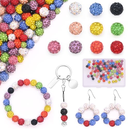 Mispudin 100 Stück 6mm Disco Ball Perlen zum Auffädeln, Strass Bunt Glitzerperlen, Shamballa Clay Kristall für Armband Halskette Party Dekoration Mispudin 100 Stück 6mm Disco Ball Perlen zum Auffädeln, Strass Bunt Glitzerperlen, Shamballa Clay Kristall für Armband Halskette Party Dekoration von Mispudin