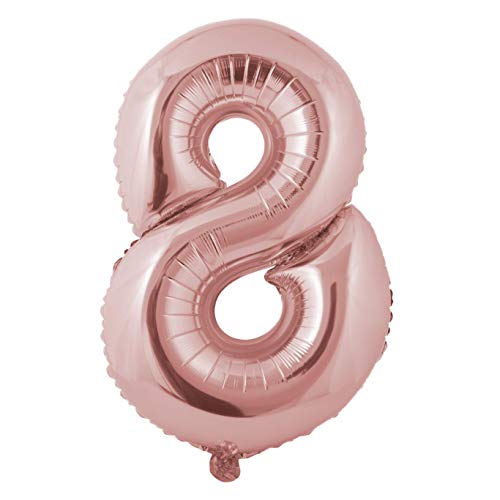 Miss Bakery's House® Ballon Folie Helium Zahl - (8, Roségold, XXL) - als Dekoration für Geburtstag, Jubiläum, Hochzeit von Miss Bakery's House