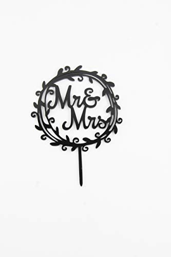 Miss Bakery's House® Cake Topper - Acryl - Mr & Mrs - rund, Schriftzug - Schwarz - Deko Torte - Hochzeit von Miss Bakery's House