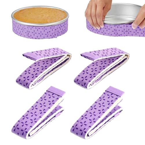 4 Stück Kuchenstreifen, verstellbare 83 cm große Kuchenstreifen für gleichmäßiges Backen, Kuchenform, dämpfen Streifen, backen gleichmäßiger Streifen, wiederverwendbare Kuchenformen, Backen, von Miss Good