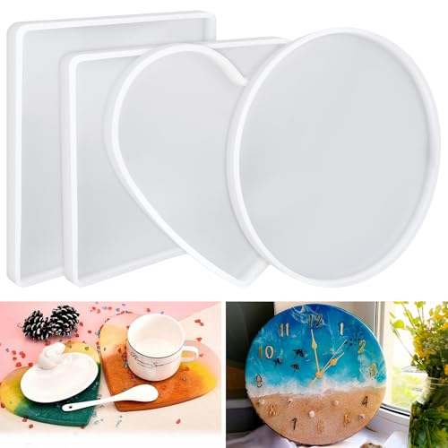 4 Stück Silikonform Untersetzer Eckig Quadratisch Rund Herzform Silikonformen Große Epoxidharz Resin Gießformen Mold DIY Set Kunstharz Gießen Achat Basteln Tischdekoration 4 Stück Silikonform Untersetzer Eckig Quadratisch Rund Herzform Silikonformen Große Epoxidharz Resin Gießformen Mold DIY Set Kunstharz Gießen Achat Basteln Tischdekoration von Miss Good