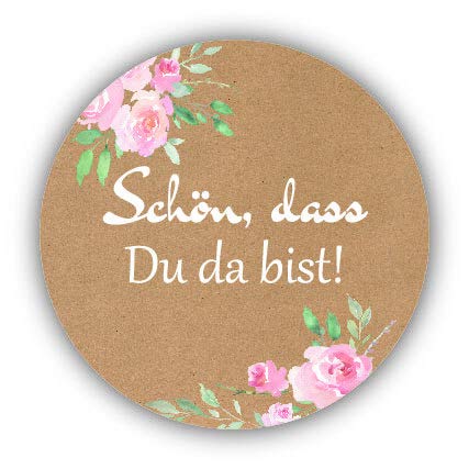 40 Stück Sticker Aufkleber SCHÖN, DASS DU DA BIST braun mit Vintage Blumen-Muster Zubehör Gastgeschenke Hochzeit Hochzeitsmarmelade Selbstgemachtes Geburtstag Taufe Konfirmation & Kommunion Tisch-Deko 40 Stück Sticker Aufkleber SCHÖN, DASS DU DA BIST braun mit Vintage Blumen-Muster Zubehör Gastgeschenke Hochzeit Hochzeitsmarmelade Selbstgemachtes Geburtstag Taufe Konfirmation & Kommunion Tisch-Deko von Miss Lovely