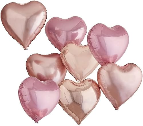 9 Stück Herz-Ballons personalisierbar mit Stickern zum Bekleben rosa blush rosé-gold kupfer helium-fähig Raumdeko Dekoration Accessoires Zubehör Junggesellen-Abschied Hochzeit Hochzeits-Deko von Miss Lovely