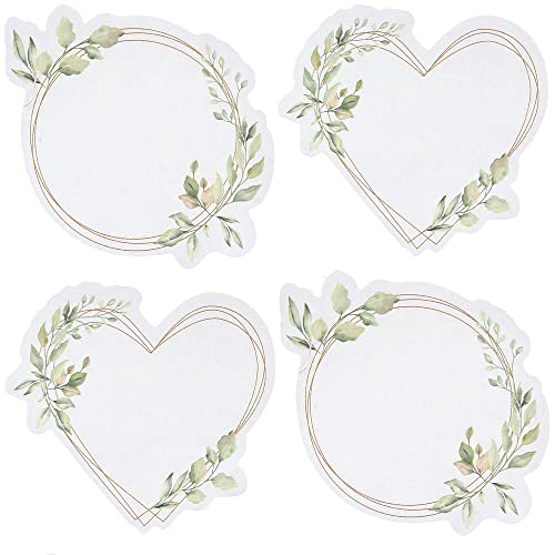 Blanko Aufkleber Sticker Botanical Eukalyptus Blätter-Kranz Herzen & Hoops weiß grün & gold Verpackung Zubehör Gastgeschenke Hochzeit Selbstgemachtes Geburtstag Taufe Konfirmation 32 Sticker von Miss Lovely