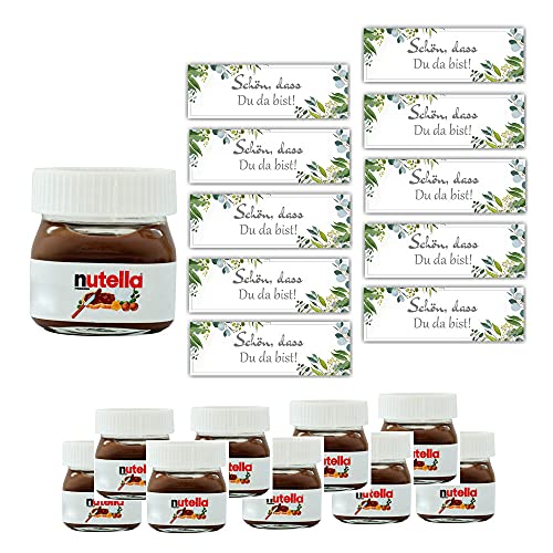 DIY Gastgeschenke-Set Schön, dass du da bist Botanical Style Eukalyptus mit Nutella für 10 Personen Nutella-Gläser + Sticker Gastgeschenke Taufe Konfirmation Kommunion & Hochzeit Zubehör & Accessoires von Miss Lovely