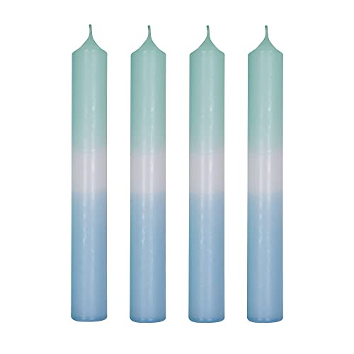 Miss Lovely Dip Dye Kerzen-Set Stabkerzen bunt mit Farbverlauf eisblau Pastell blau Mint grün 4 Stück von Miss Lovely