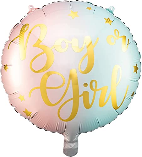 Folien-Ballon BOY OR GIRL? in Pastell-Farben rosa blau & gold Luftballon Baby-Party Gender Reveal helium-fähig Raumdeko Dekoration Babyparty Geburt Schwangerschaft Geschlecht Junge & Mädchen 35cm von Miss Lovely