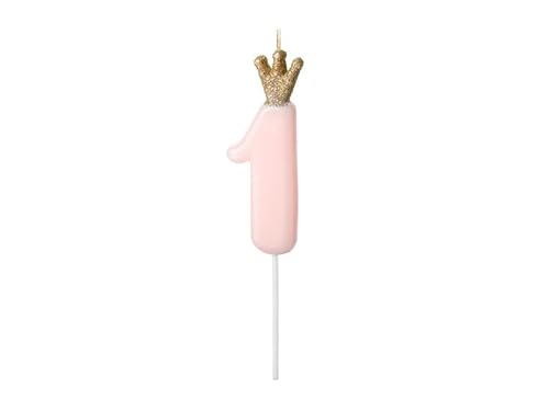 Geburtstags-Kerze ZAHL 1 Kuchen-Stecker Torten-Aufsatz in rosa pink mit Glitzer-Krone in gold Geburtstagsdekoration für Kuchen Torten Gebäck-Deko Altersangabe Mädchen Girl Frauen Mottoparty Prinzessin Geburtstags-Kerze ZAHL 1 Kuchen-Stecker Torten-Aufsatz in rosa pink mit Glitzer-Krone in gold Geburtstagsdekoration für Kuchen Torten Gebäck-Deko Altersangabe Mädchen Girl Frauen Mottoparty Prinzessin von Miss Lovely
