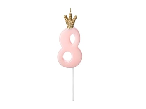 Geburtstags-Kerze ZAHL 8 Kuchen-Stecker Torten-Aufsatz in rosa pink mit Glitzer-Krone in gold Geburtstagsdekoration für Kuchen Torten Gebäck-Deko Altersangabe Mädchen Girl Frauen Mottoparty Prinzessin Geburtstags-Kerze ZAHL 8 Kuchen-Stecker Torten-Aufsatz in rosa pink mit Glitzer-Krone in gold Geburtstagsdekoration für Kuchen Torten Gebäck-Deko Altersangabe Mädchen Girl Frauen Mottoparty Prinzessin von Miss Lovely