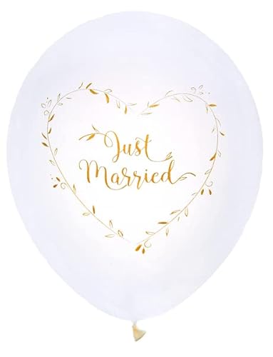 Hochzeits-Ballons Luft-Balloons JUST MARRIED weiß & Gold - Hochzeits-Deko Raum-Dekoration Hochzeit Accessoire-s & Zubehör 16 Ballons von Miss Lovely