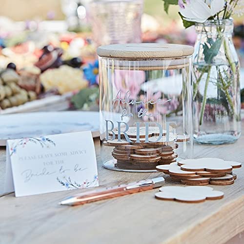 JGA Gästebuch Alternative Glas "Advice for the Bride" Glas mit Holzdeckel & 30 Holz-Scheiben zum Beschriften Hochzeits-Gästebuch Junggesellenabschied Junggesellinnenabschied Braut Accessoires Zubehör JGA Gästebuch Alternative Glas "Advice for the Bride" Glas mit Holzdeckel & 30 Holz-Scheiben zum Beschriften Hochzeits-Gästebuch Junggesellenabschied Junggesellinnenabschied Braut Accessoires Zubehör von Miss Lovely