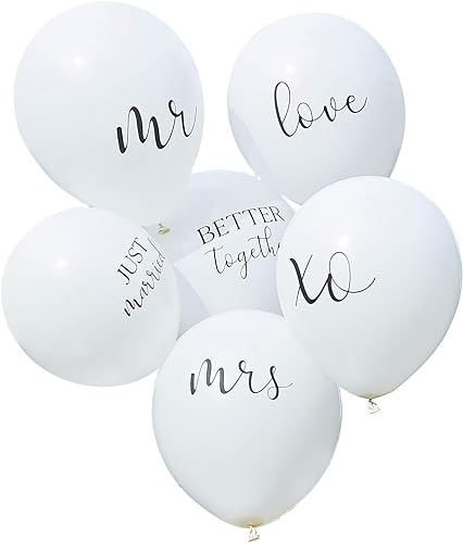 Luftballons Set Hochzeitsballons Statement-Balloons JUST Married weiß Helium-fähig Raumdeko Dekoration Accessoires Zubehör Hochzeit Wedding Mr & Mrs Love Better Together 18 Ballons von Miss Lovely