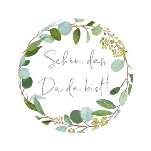 Miss Lovely 40 Sticker Aufkleber Schön, DASS du da bist Botanical weiß mit Blätter-Ranke Blätter-Kranz grün Zubehör Gastgeschenke Hochzeit Selbstgemachtes Geburtstag Taufe Konfirmation Miss Lovely 40 Sticker Aufkleber Schön, DASS du da bist Botanical weiß mit Blätter-Ranke Blätter-Kranz grün Zubehör Gastgeschenke Hochzeit Selbstgemachtes Geburtstag Taufe Konfirmation von Miss Lovely