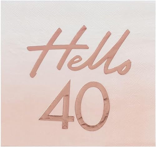 Miss Lovely Servietten Hello 40" zum 40. Geburtstag in rosa Blush & metallic rosé-Gold Kupfer Geburtstags-Deko Geburtstags-Feier Tisch-Dekoration runder Geburtstag 40. Geburtstag Frauen 16 Servietten von Miss Lovely