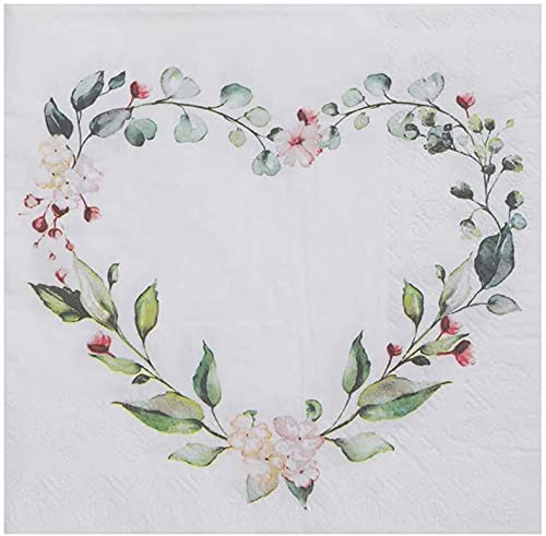 Servietten BOTANICAL Blumen-Herz Blüten & Eukalyptus Servietten mit Blätter-Ranke Herz weiß & grün Tisch-Dekoration Hochzeit Hochzeits-Deko Zubehör & Accessoires 20 Servietten Servietten BOTANICAL Blumen-Herz Blüten & Eukalyptus Servietten mit Blätter-Ranke Herz weiß & grün Tisch-Dekoration Hochzeit Hochzeits-Deko Zubehör & Accessoires 20 Servietten von Miss Lovely