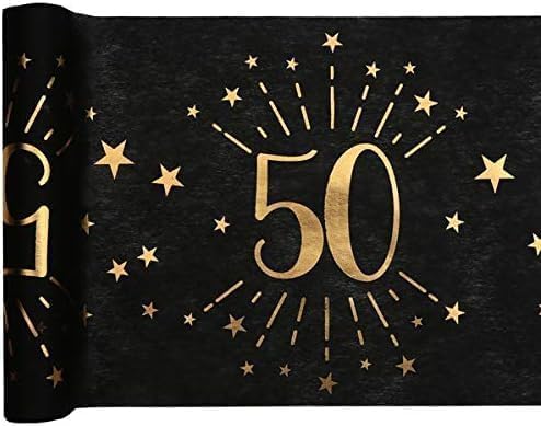 Tischläufer Tischdecke 50 zum 50. Geburtstag in schwarz & gold mit Sternen Geburtstags-Deko Geburtstags-Feier Tisch-Dekoration Geburtstag 50. Geburtstag Mann & Frau Volljährigkeit 2 Rollen = 10m Tischläufer Tischdecke 50 zum 50. Geburtstag in schwarz & gold mit Sternen Geburtstags-Deko Geburtstags-Feier Tisch-Dekoration Geburtstag 50. Geburtstag Mann & Frau Volljährigkeit 2 Rollen = 10m von Miss Lovely