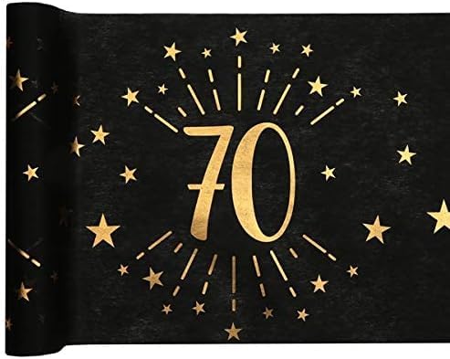 Tischläufer Tischdecke 70 zum 70. Geburtstag in schwarz & gold mit Sternen Geburtstags-Deko Geburtstags-Feier Tisch-Dekoration Geburtstag 18. Geburtstag Mann & Frau Volljährigkeit 1 Rolle = 5m Tischläufer Tischdecke 70 zum 70. Geburtstag in schwarz & gold mit Sternen Geburtstags-Deko Geburtstags-Feier Tisch-Dekoration Geburtstag 18. Geburtstag Mann & Frau Volljährigkeit 1 Rolle = 5m von Miss Lovely