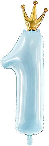 XXL Luftballon Zahl 1 Erster Geburtstag Junge Boy in blau mit Glitzer-Krone in gold Geburtstagsdekoration Altersangabe Junge Boy Mottoparty Prinz Höhe 1m XXL Luftballon Zahl 1 Erster Geburtstag Junge Boy in blau mit Glitzer-Krone in gold Geburtstagsdekoration Altersangabe Junge Boy Mottoparty Prinz Höhe 1m von Miss Lovely